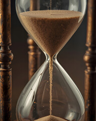close up sand drop hourglass