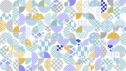 冬の季節の彩り和柄背景イラスト
