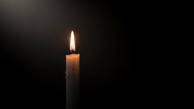 bright prayer candle with small flame - Powered by Adobe