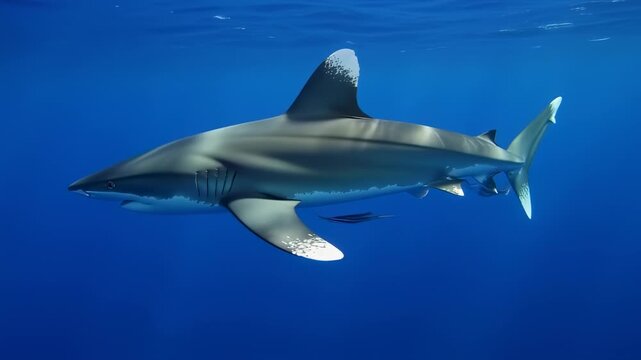 graceful shark gliding effortlessly through the vast ocean depths, a captivating glimpse into the marine realm's enigmatic beauty