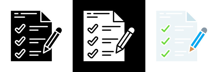 Checklist Icon Set Glyph vector Illustration 