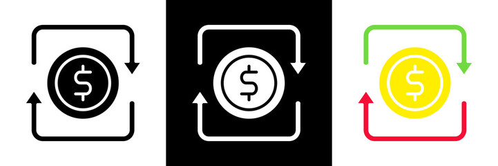 Cash Flow Icon Set Glyph vector Illustration 