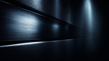 Obraz premium Brushed Titanium Panel with Subtle Hairline Scratch and Reflective Illumination