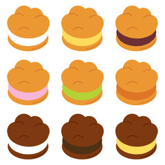 シュークリームのバリエーションイラスト