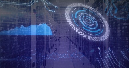 Displaying digital HUD overlay centered on virtual dashboard, with radar, area chart, grid plane