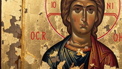 Jesus Christ icon with halo background.