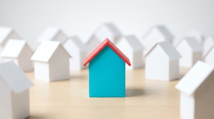 Unique Home in a Sea of White Houses - Business Concept - Modern Minimalist Environment