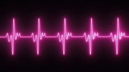 Close up of a vibrant pink electrocardiogram waveform pulsing against a dark background, symbolizing health and vitality