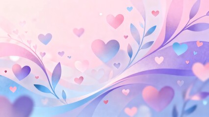 Soft pastel heart floral abstract background for romantic design