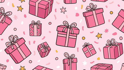 Cheerful Pink Gift Box Pattern for Celebrations and Special Occasions