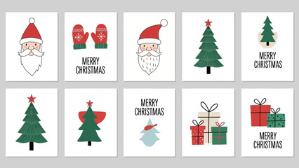 Collection of festive hand-drawn Christmas cards showcasing holiday cheer and warmth