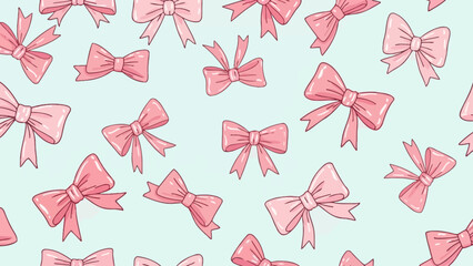 Delicate Pink Bows Seamless Pattern, Cute Ribbon Design for Festive Occasions