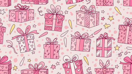 Delightful pink gift box pattern, a perfect backdrop for celebrations and happy occasions