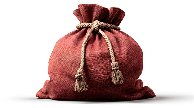 santa bag sack sachel fullof gift isolated on white background png ai generated