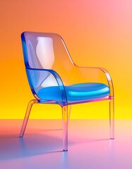 Transparent Acrylic Chair Modern Design Illustration