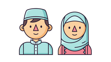Fototapeta premium Muslim couple cartoon characters