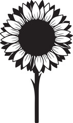 Elegant black silhouette of a sunflower with clean lines and bold shape