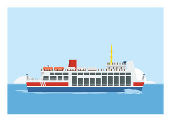Ferry ship. Simple flat illustration.