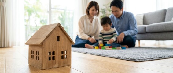 Family Bonding, Parents and Child, Living Room, Photo, Cozy Home, Warm Atmosphere, Togetherness
