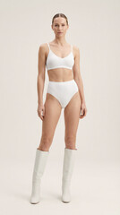 Women showcase modern underwear and lingerie in natural settings emphasizing comfort and body confidence