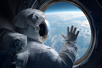 Astronaut gazing at Earth from the International Space Station during a clear day