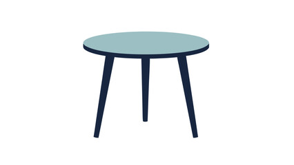 Minimalist round side table with three tapered legs in a light blue and navy color scheme