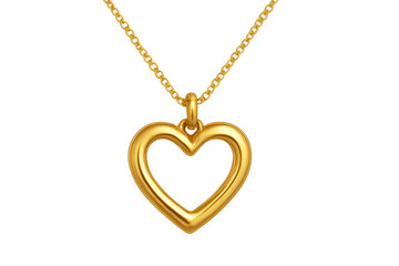 Fototapeta premium Gold heart pendant necklace hanging transparent background