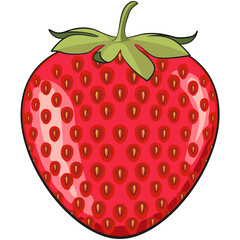 cute strawberry cartoon vector illustration, work of hand drawn