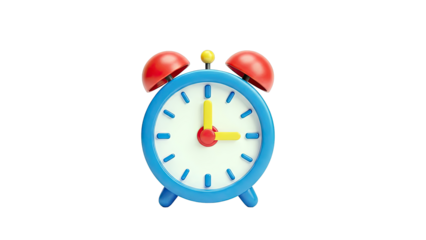 3D Rendered Blue Alarm Clock with Red Bells