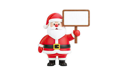 3D render of Santa Claus holding a blank sign