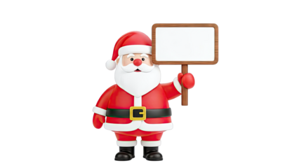 3D render of Santa Claus holding a blank sign