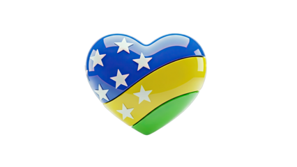 Heart shape with Brazilian flag colors and stars