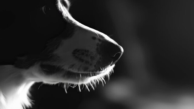 Dog in Profile: Close-Up of a Nose With Dramatic Lighting