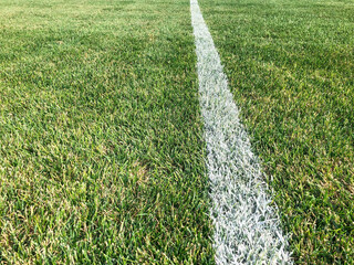 Soccer field lines. Soccer field sideline marked on the turf