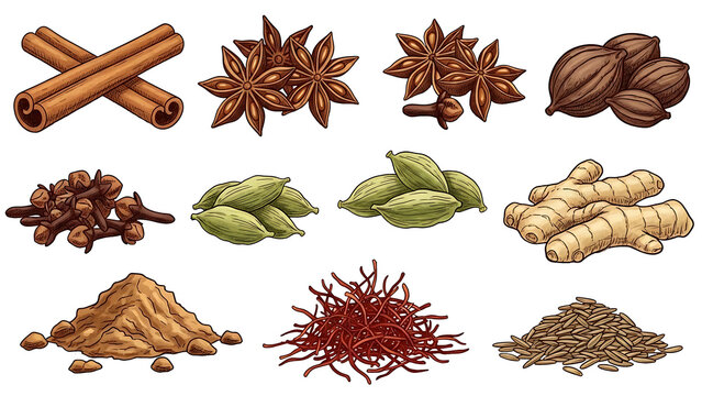 Hand Drawn Ramadan Spices Set Vector Illustration
