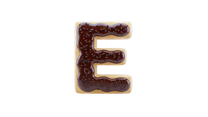 Chocolate Frosted Cookie Letter E with Sprinkles