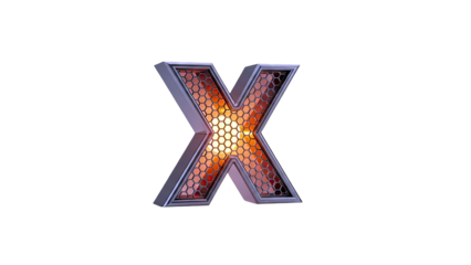 Illuminated Letter X with Hexagonal Pattern