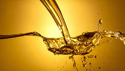 Golden Liquid Splash Abstract Background with Luxury and Energy.