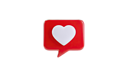 Red Like Notification Bubble with White Heart Icon