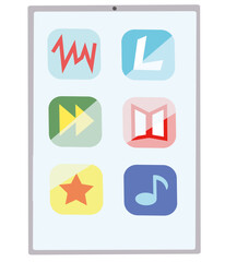 タブレットと数種類のアプリケーションのアイコンのベクターイラスト