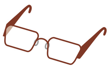 四角い茶色いフレームのメガネのベクターイラスト