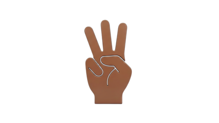 Brown Hand Showing Three Fingers Up