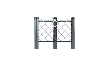 Chain Link Fence Section with Gray Posts