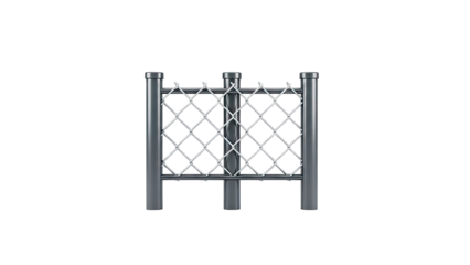 Chain Link Fence Section with Gray Posts