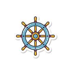 Obraz premium Nautical Ship Wheel Sticker Illustration.