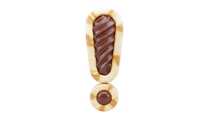 Exclamation mark made of cookie and chocolate