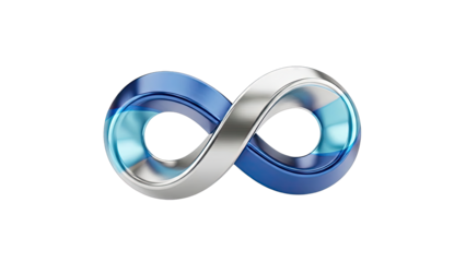 3D Infinity Symbol with Blue and Silver Glossy Finish