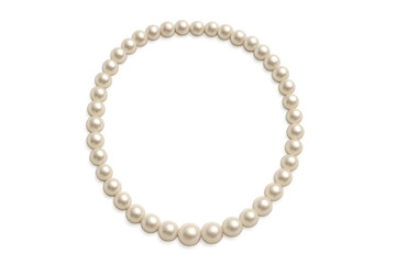 Obraz premium Pearl necklace forming a round frame transparent background