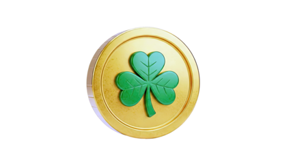 Gold Coin with Green Shamrock