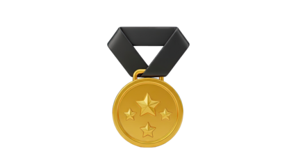 Gold Medal with Black Ribbon and Three Stars